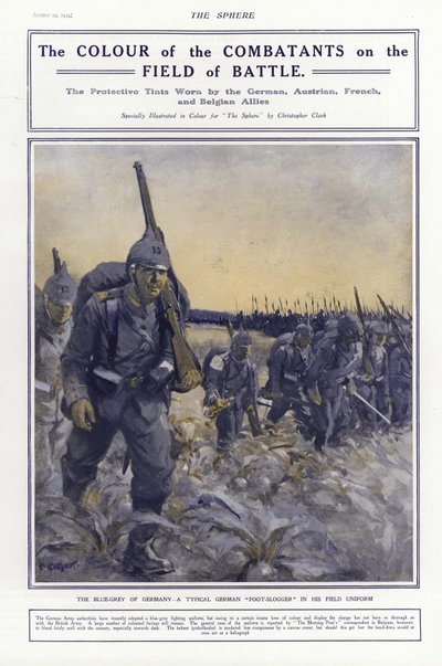 Infanterie allemande en uniforme de campagne, Première Guerre mondiale, 1914 - Addison Thomas Millar